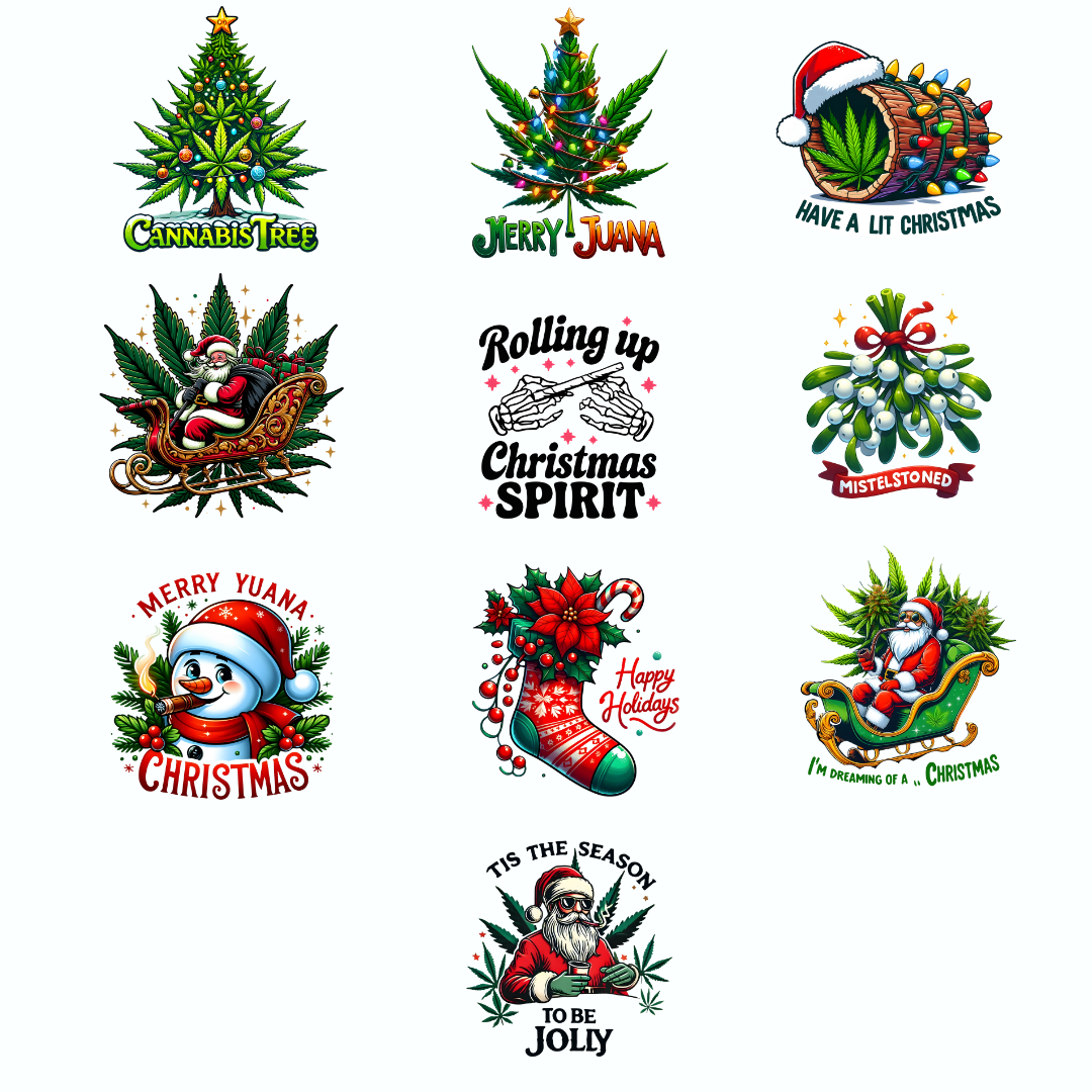 Funny Cannabis Christmas Bundle PNG | Digital Download