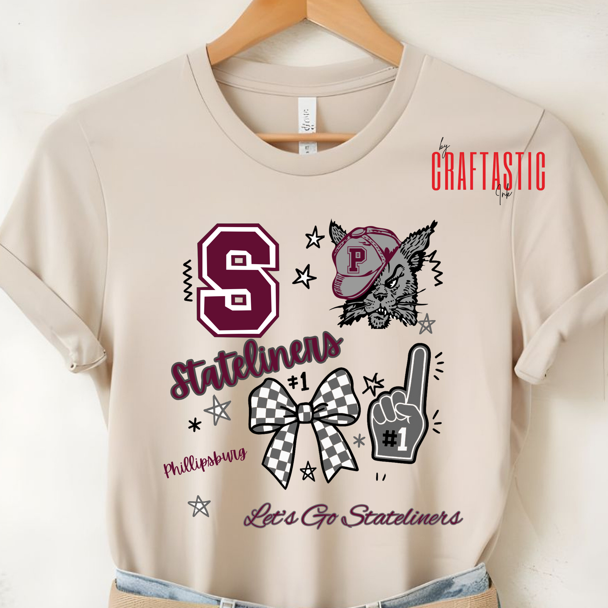 Phillipsburg Stateliners Cheer and Game Day Sweatshirt – Maroon & WhiteMascot”