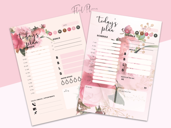 "Floral Daily Planner Printable – Undated A4 & Letter Sizes | Schedule, Gratitude, Meal Planning Template"-Craftastic Ink