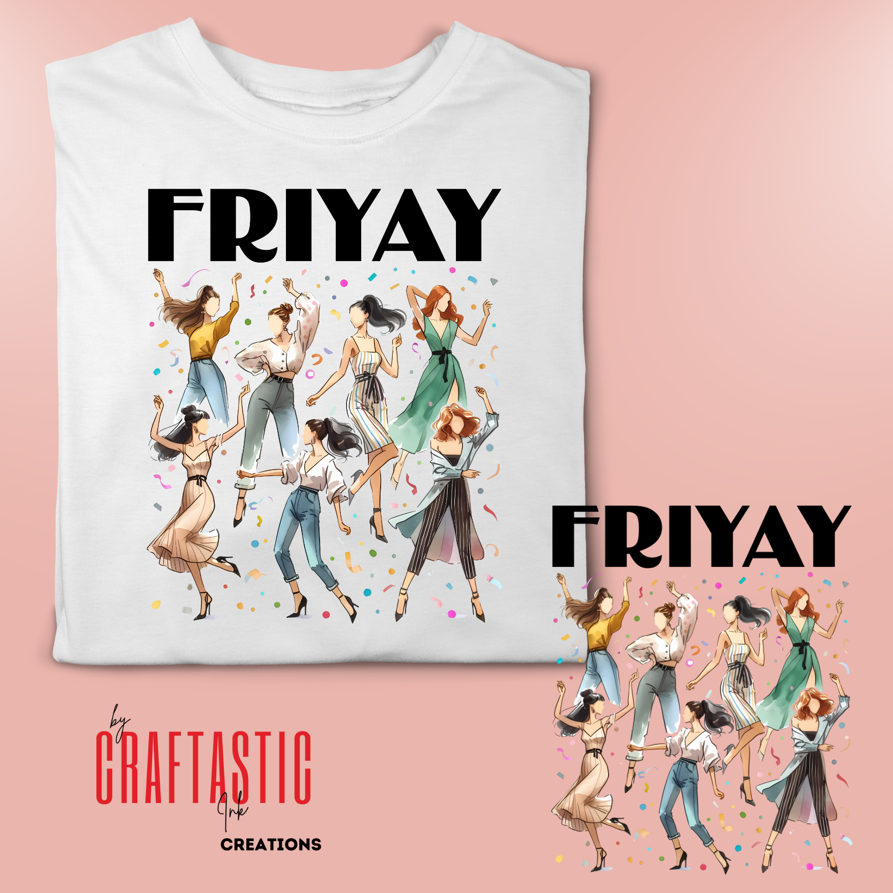 FRIYAY PNG with bold colorful bubble letters in cheerful layout – perfect for Friday shirts, sublimation prints, teacher tees, and weekend vibes.