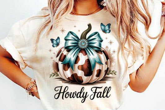 Howdy Fall DTF Transfer | Western Pumpkin Digital Print | Cozy Fall Graphic DTF Transfer-Craftastic Ink