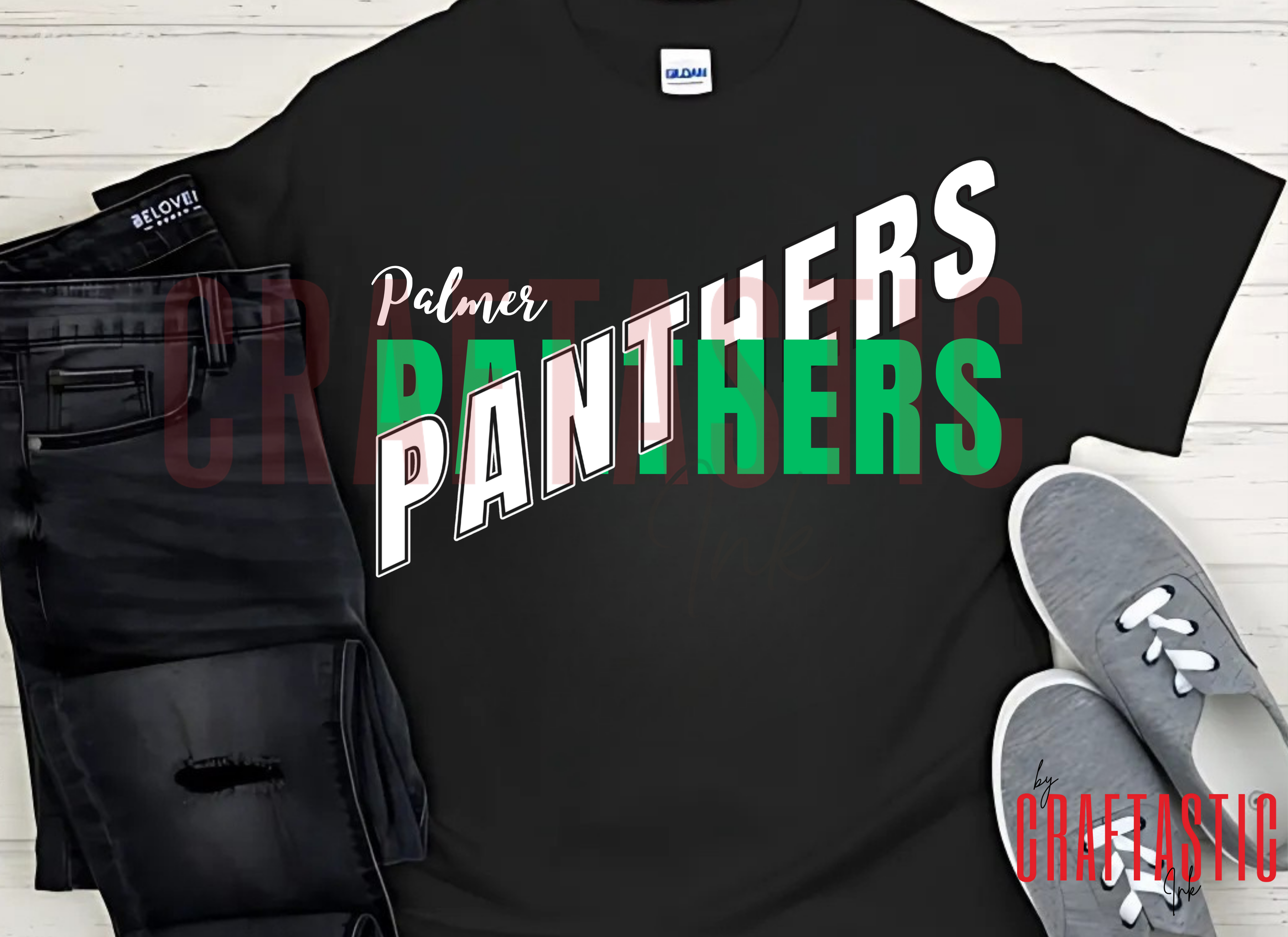 Palmer Panthers Spirit Wear PNG | Distressed Panther Paw Print | School Spirit| Custom Tshirts