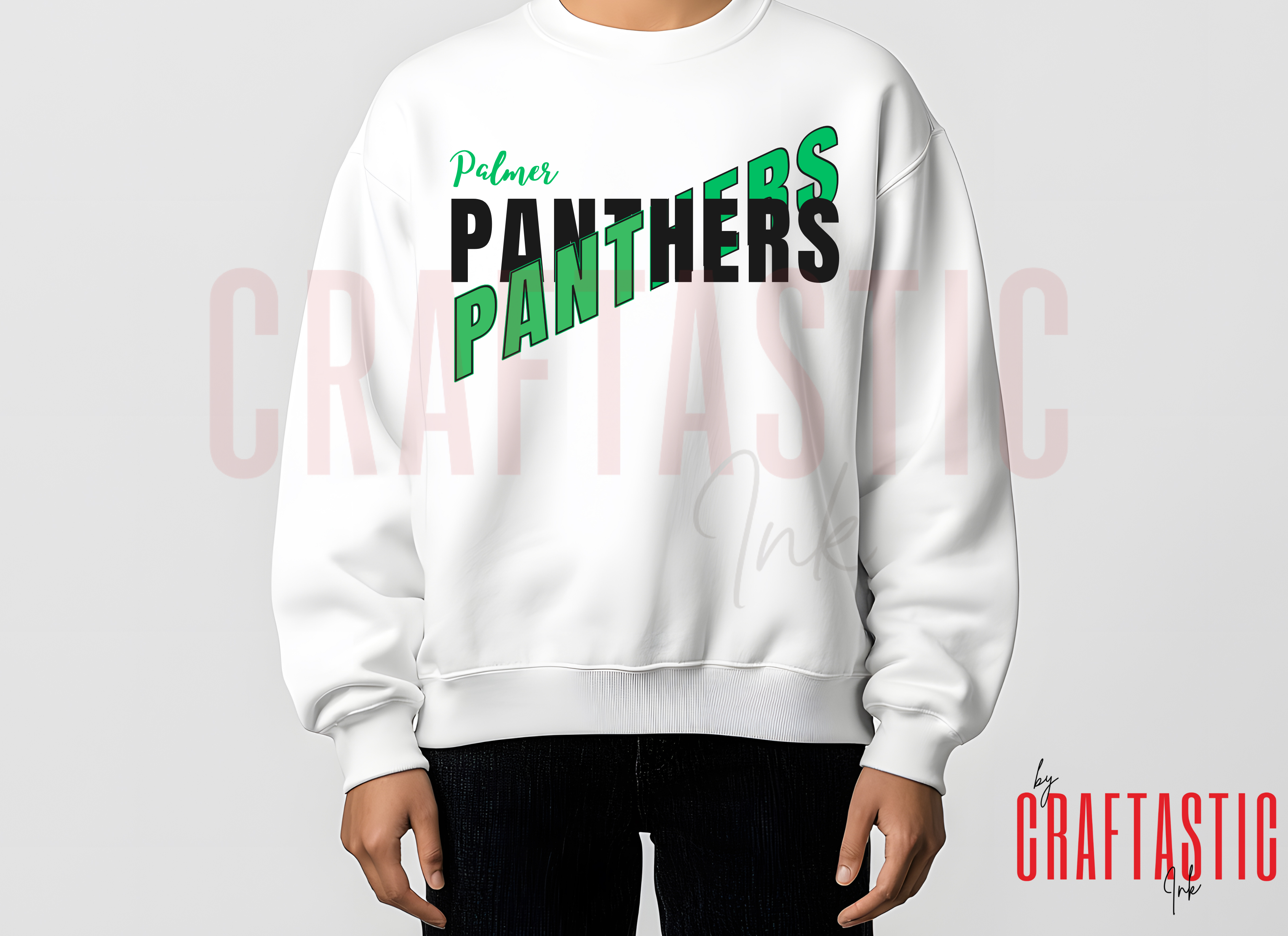Palmer Panthers spirit wear white t-shirt front view – school pride apparel
