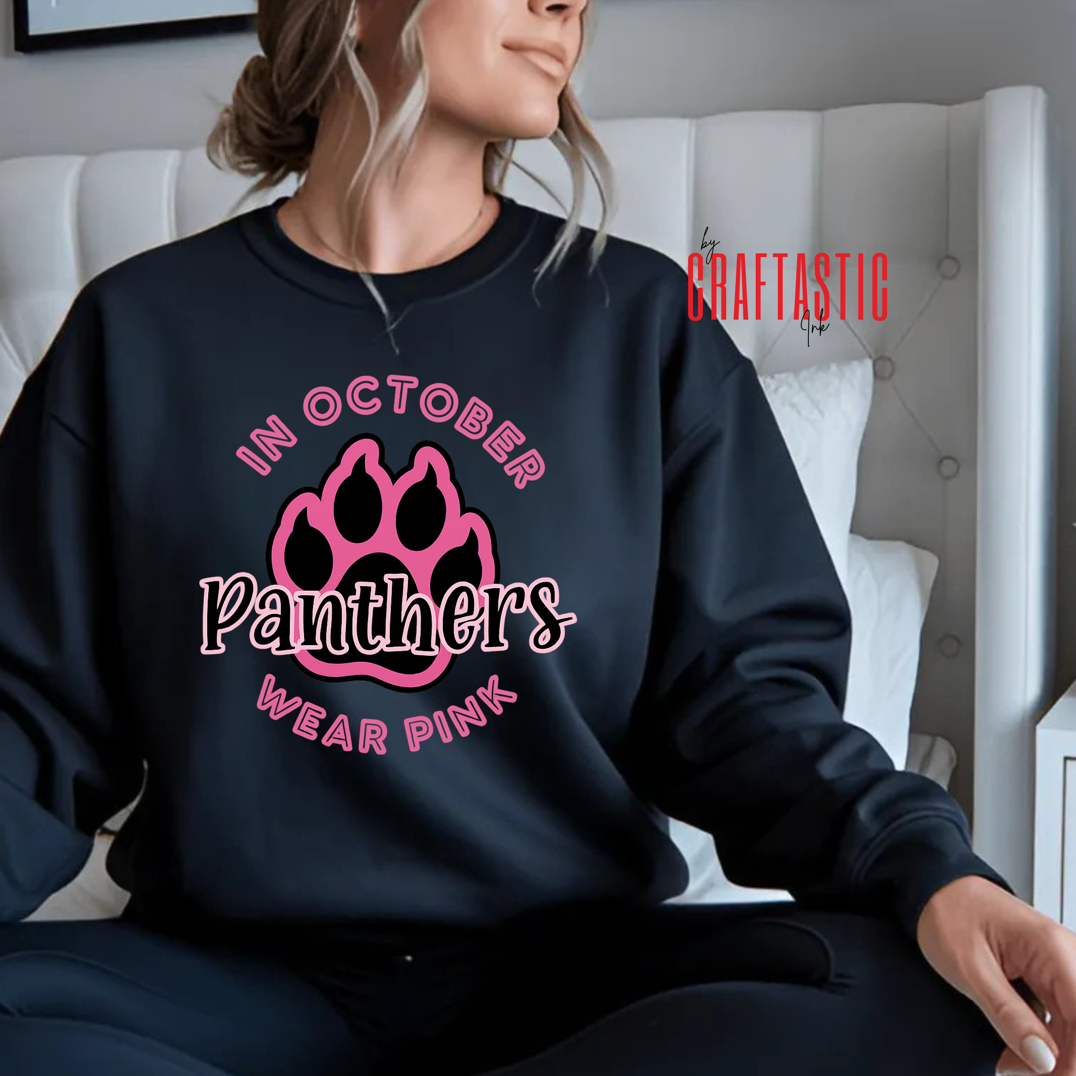 In October We Wear Pink Panthers Shirt | Breast Cancer Awareness Design| Custom Mascot Hoodies & Sweatshirts