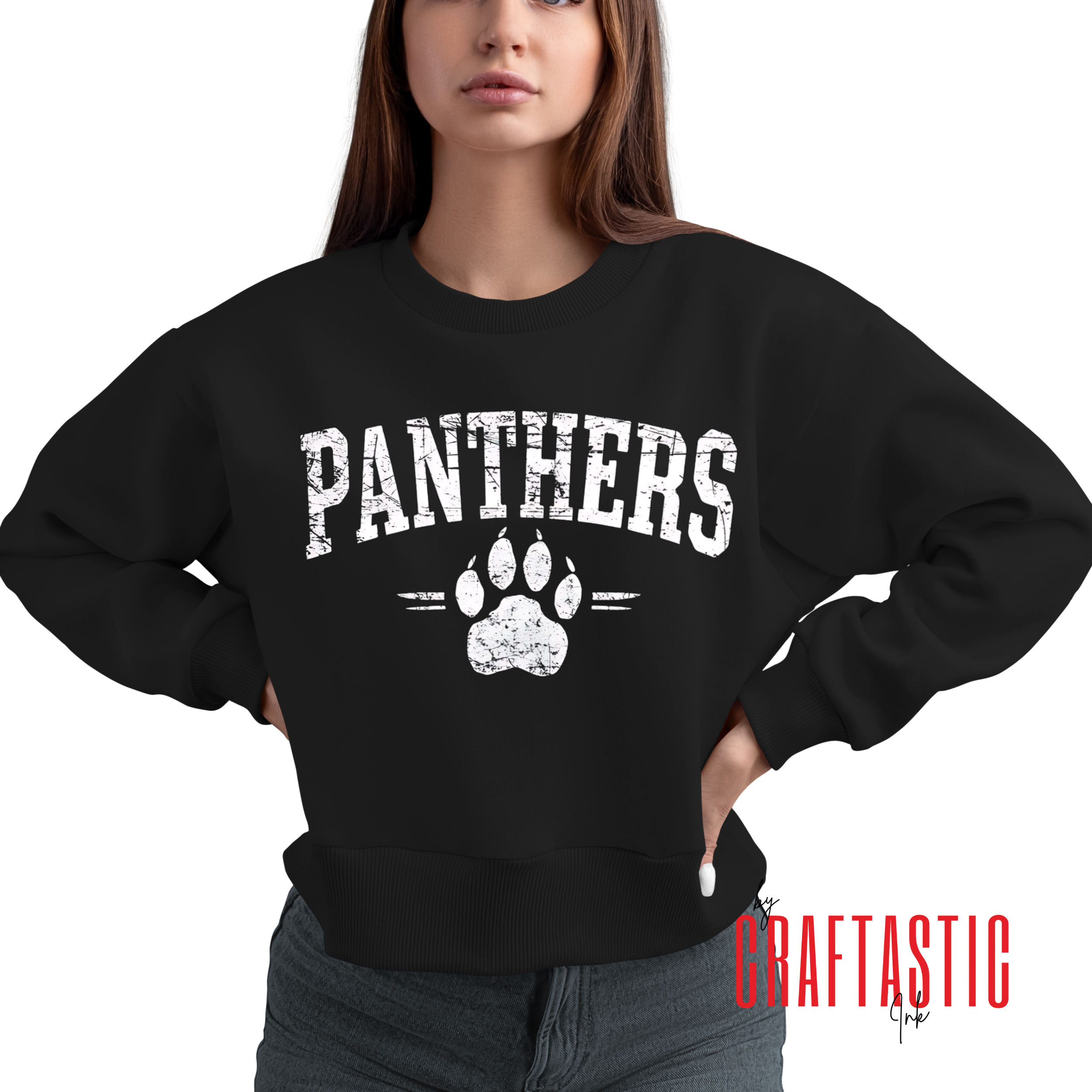 Panthers PNG | Distressed Panther Paw Print | School Spirit Digital Designl | Custom Mascot Hoodies & Sweatshirts