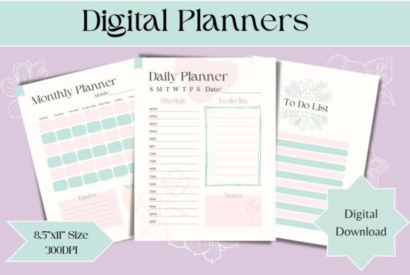 "Traditional Digital Planner – Undated, Hyperlinked PDF for iPad & Android | Daily, Weekly & Monthly Layouts" Creative Fabrica +5-Craftastic Ink